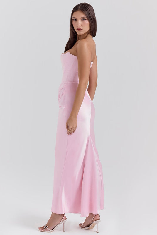 Adelina - Elegant Lace Strapless Wedding Guest Dress