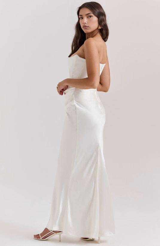 Adelina - Elegant Lace Strapless Wedding Guest Dress
