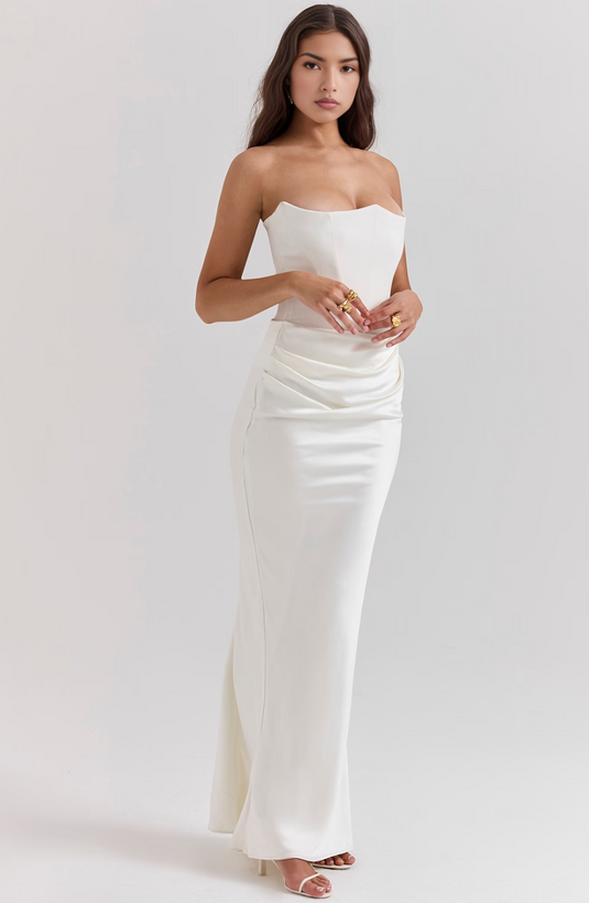 Adelina - Elegant Lace Strapless Wedding Guest Dress