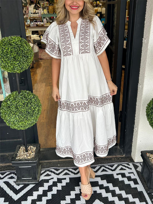 Sandra | Flattering Flowy Midi Boho Dress