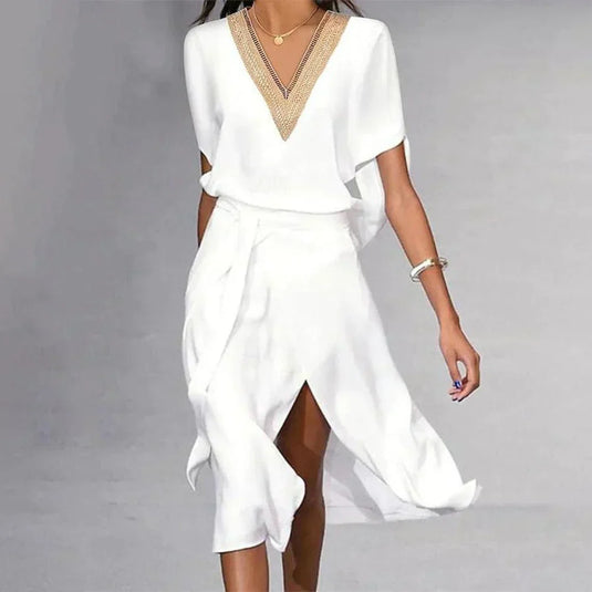 Lauren | Effortless V-Neck Midi Summer Dress