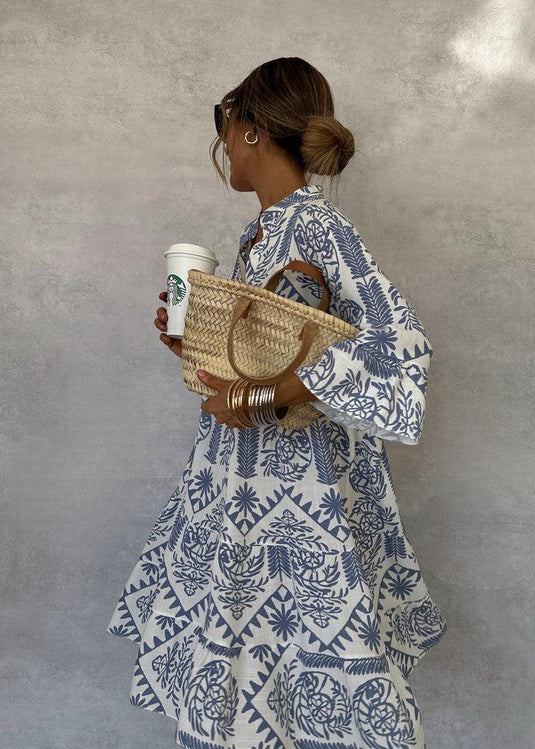 Stella | Charming 3/4 Sleeve V-Neck Boho Dress