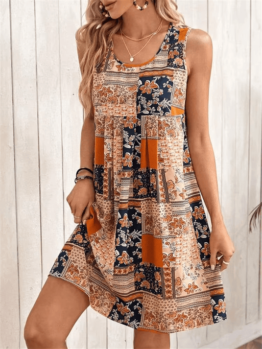 Faye | Playful Patchwork Mini Boho Dress