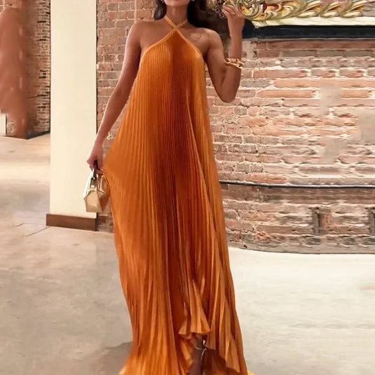 Caren | Graceful Pleated Maxi Wedding Guest Dress