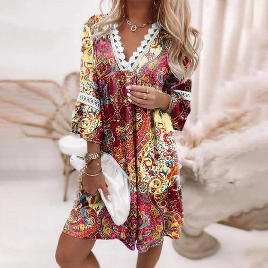 Tess | Chic Printed Mini Boho Dress