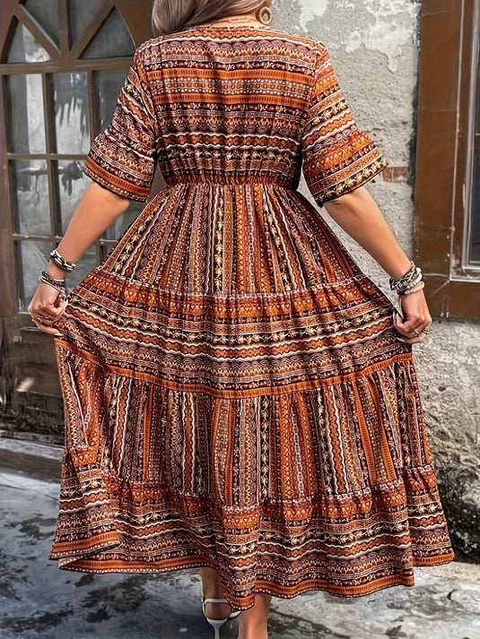 Vien | Graceful Printed Draped Boho Dress