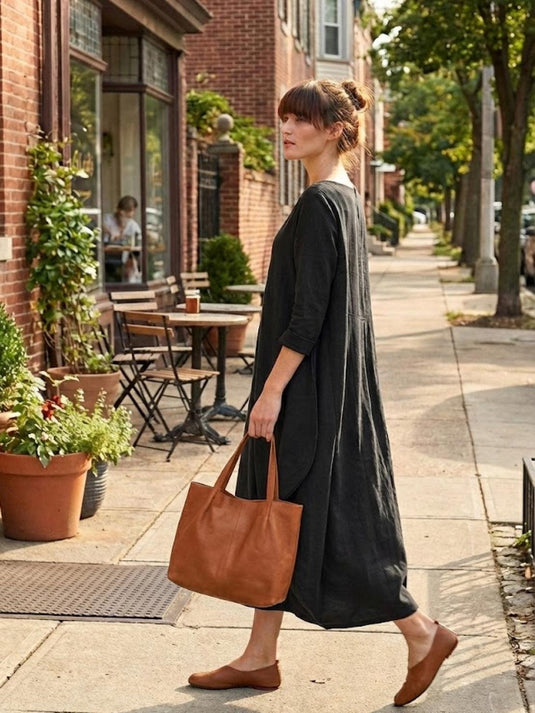 Eliz | Effortless 3/4 Sleeve Maxi Boho Dress