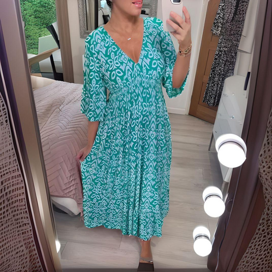 Raiza | Chic Printed Midi Boho Dress