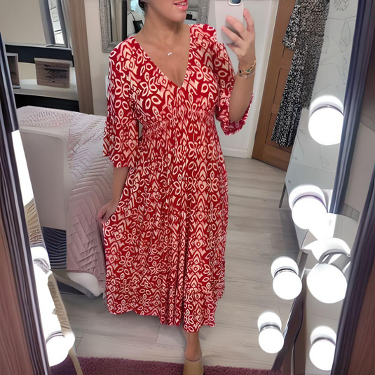 Raiza | Chic Printed Midi Boho Dress