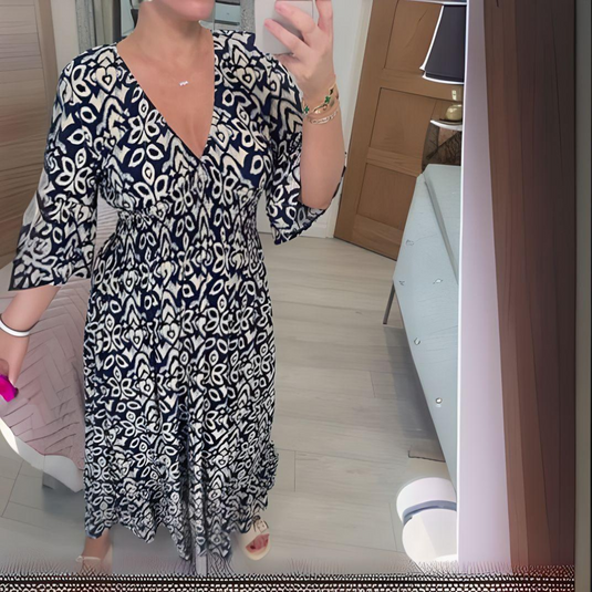 Raiza | Chic Printed Midi Boho Dress