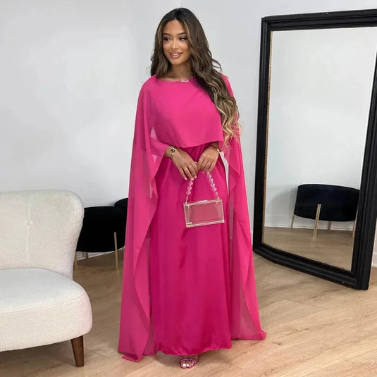 Polly | Glamorous Cape Maxi Wedding Guest Dress