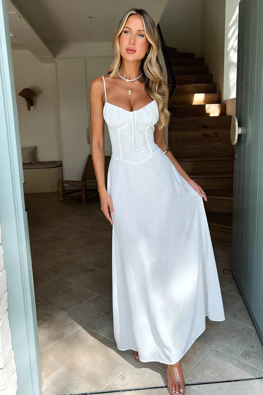 Tina | Romantic Spaghetti Strap Maxi Wedding Guest Dress