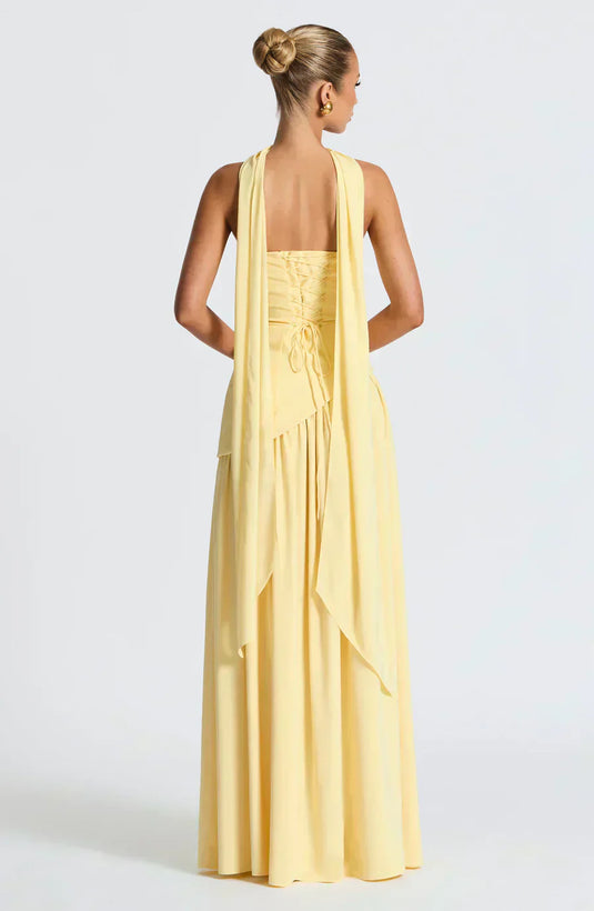 Pearl | Graceful Asymmetric Maxi Wedding Guest  Dress