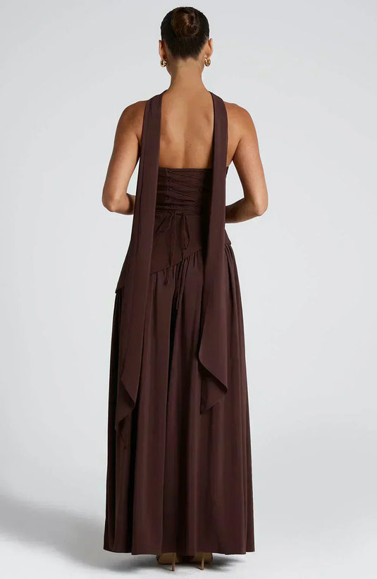 Pearl | Graceful Asymmetric Maxi Wedding Guest  Dress