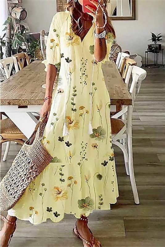 Sarah | Romantic Tassel Maxi Boho Dress