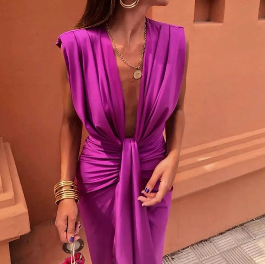 Marjorie - Pleated Midi Wedding Guest Dress