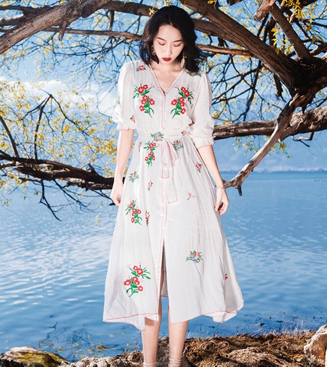 Summer vintage Half Sleeve dresses Casual Holiday