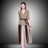 2pcs/set Women Fashion Half Sleeves Patchwork Winter Dresses Ladies Slim Blazers with Inside Mesh Dress Clothes Set