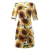 Night jacquard floral beading a-line half sleeve elegant yellow