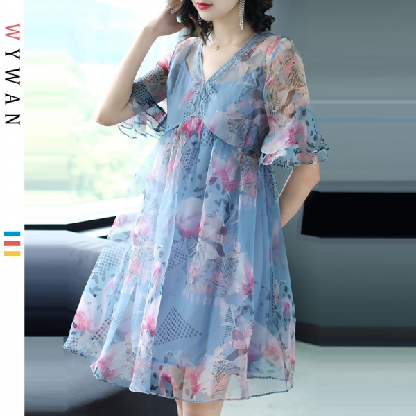 WYWAN Plus Size Women Beach Dress Summer Sundress Big Size Female Elegant Lady Vestidos Loose Solid Dress With Lining 19 New 1 Big Size Elegant Lady Vestidos Loose Solid Dress With Lining