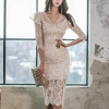 Women's Lace Pencil Dress – Elegant High Waist Party Club Midi Dress