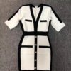 V Neck Half Sleeve Bandage Dress 19 Ladies Elegant Designer