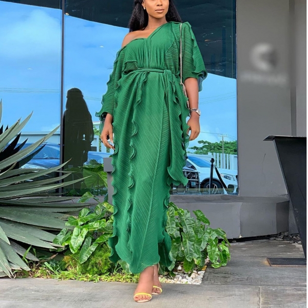 Loose Women Half Sleeve Ruffles Long Dress Casual Boho Style Party Beach Maxi Dress Fashion V Neck Oversized Falbala Dress 1 Half Sleeve Ruffles Long Dress Casual Boho Style Party Beach Maxi Dress Fashion V Neck