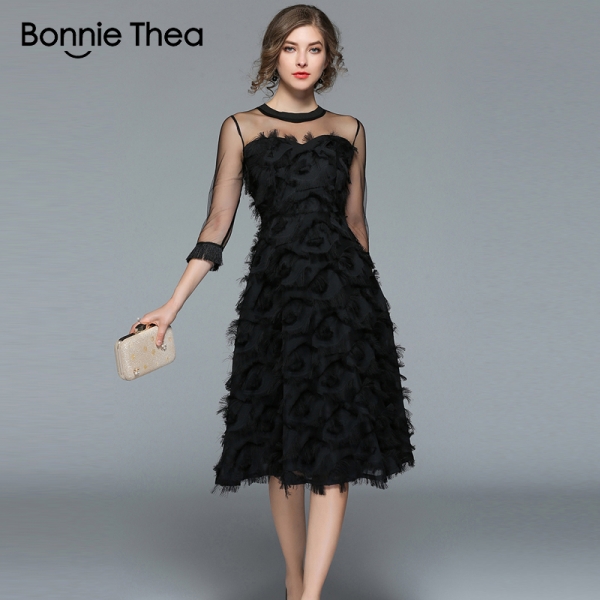 18 Autumn woman black Tassel Mesh Patchwork long dress female Sexy half Sleeve feather dress party Club lady dresses 18 Autumn woman black Tassel Mesh Patchwork long dress female Sexy half Sleeve feather dress party Club lady dresses