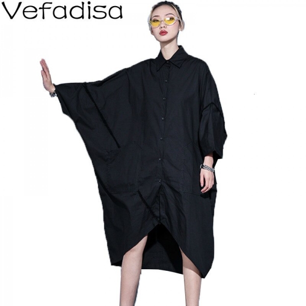 Irregular Blouse Dress Woman Pullover Half Sleeve Dress