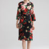 High quality floral print dress 19 autumn fashion half sleeves elegant dress