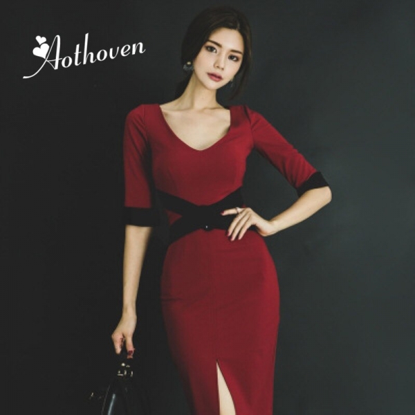 Women Bodycon Pencil Midi Dress Half Sleeve V Neck Elegant Split Sexy Party Dress Autumn Office Lady Bandage Dresses Vestidos Women Bodycon Pencil Midi Dress Half Sleeve V Neck Elegant Split Sexy Party Dress Autumn Office Lady Bandage Dresses Vestidos
