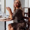 Half Sleeve Leopard Party Dress 19 Elegant Fishtail Bodycon