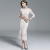 SMTHMA 19 Embroidered Mesh Long Dress: Elegance and Style Combined