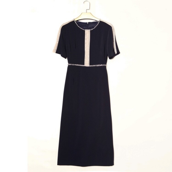 New 18 Celebrity Inspired Party Evening Women Summer Long Dress Crystal Beading Half Sleeve Back Split Elegant Formal Dress OL New 18 Celebrity Inspired Party Evening Women Summer Long Dress Crystal Beading Half Sleeve Back Split Elegant Formal Dress OL