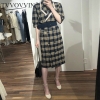 Turn-down Collar Half Sleeve Korean Fashion Slim Waist With Belt Patchwork