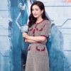 Knitted Dress O-neck Button Half / Wrist Sleeve Runway