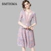 SMTHMA 19 New High-end Lace Dress Women Summer Half Sleeve Dresses Elegant Party Vestidos