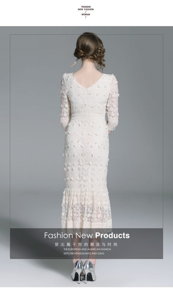 SMTHMA 19 New Embrodery Mesh Long Dress Women Spring Half Sleeve Dresses High Waist Trumpet Mermaid Dress Vestido 3 SMTHMA 19 Embroidered Mesh Long Dress: Elegance and Style Combined