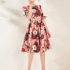 Luxurious Vintage Flare Sleeve Flower Print Elegant Casual Dress