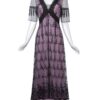 Vintage Victorian Style Embroidery Mesh ankle length ladies dress