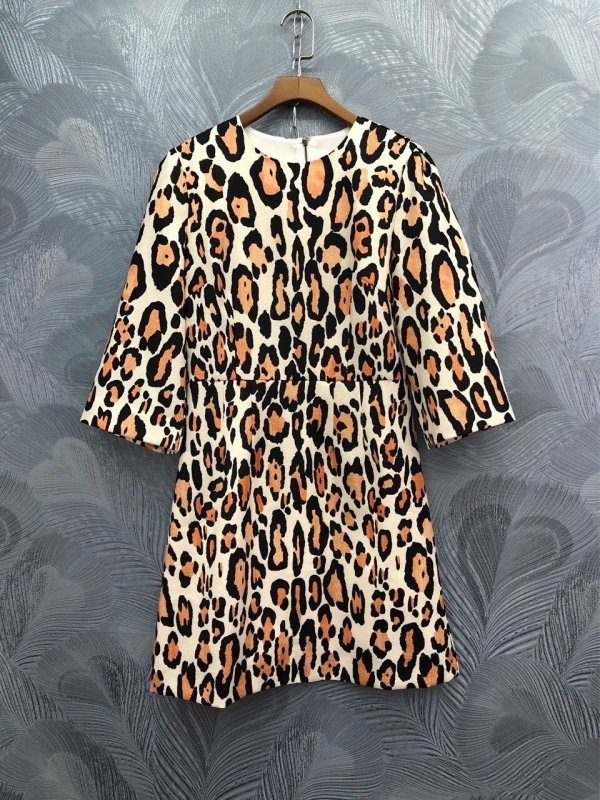 Europe&America women sexy leopard dress spring summer runways half sleeve dress B236 1 Leopard dress spring summer runways half sleeve