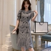 Gray Ruffles Bodycon OL Dress Fashion Half Sleeve