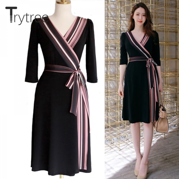 Trytree Summer Autumn Dress Women Casual 18 shirt Polyester Black A-Line Half Sleeve Dresses Black Chiffon dress kyliejenner Trytree Summer Autumn Dress Women Casual 18 shirt Polyester Black A-Line Half Sleeve Dresses Black Chiffon dress kyliejenner