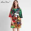 MoaaYina Fashion Designer dress Spring Summer Women's Dress Half sleeve Beading Angel letter Print Dresses