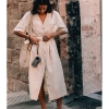 Summer Dresses 19 Women Temperament Waist Commuter Button Dress Half Sleeve Pockets Midi Dress Casual Woman Dresses With Belt