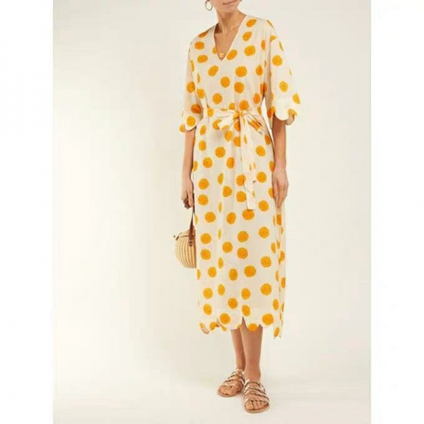 Runway Dress Women's Half Sleeve Floral Print Mid-calf