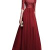 Elegant Half Sleeve Chiffon Lace Stitching Women Party Prom Evening