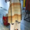 Stripe dress irregular fold dress with half sleeves