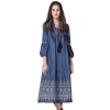 Large Size Denim Dress Women 19 Spring Vintage Embroidered Half Sleeve