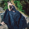 Gorgeous Embroidered Lace Ball Gown Party Dress V-neck Half Sleeve